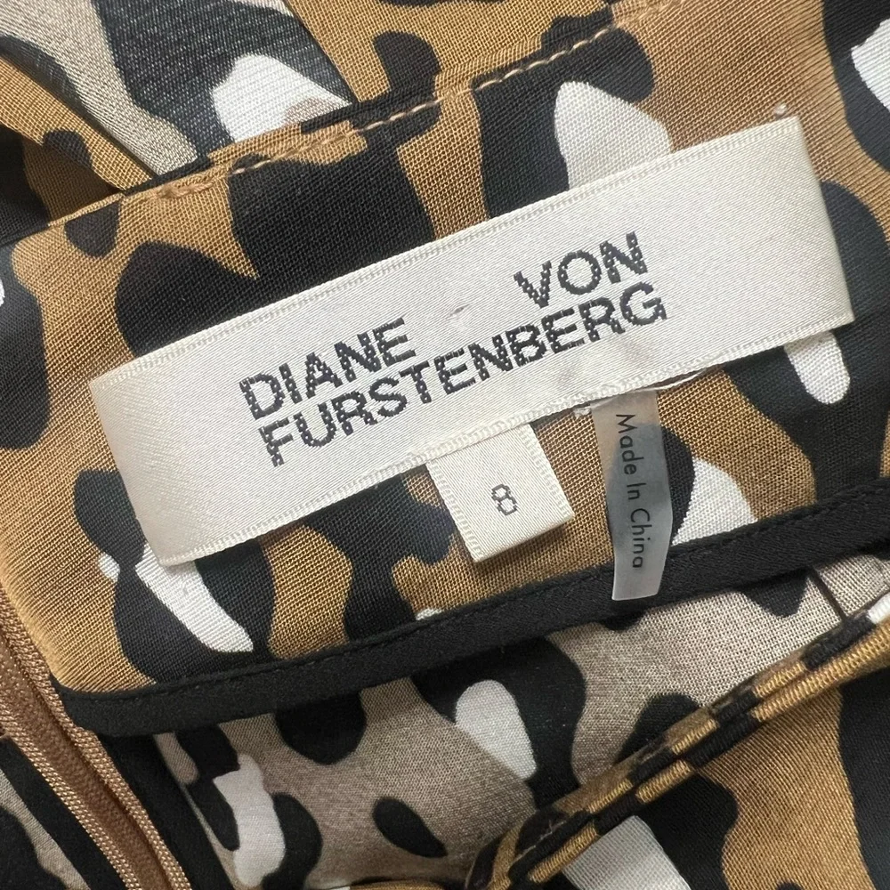 Diane Von Furstenberg  DVF Leopard pencil Skirt Brown Black sz 8 - Picture 4 of 5